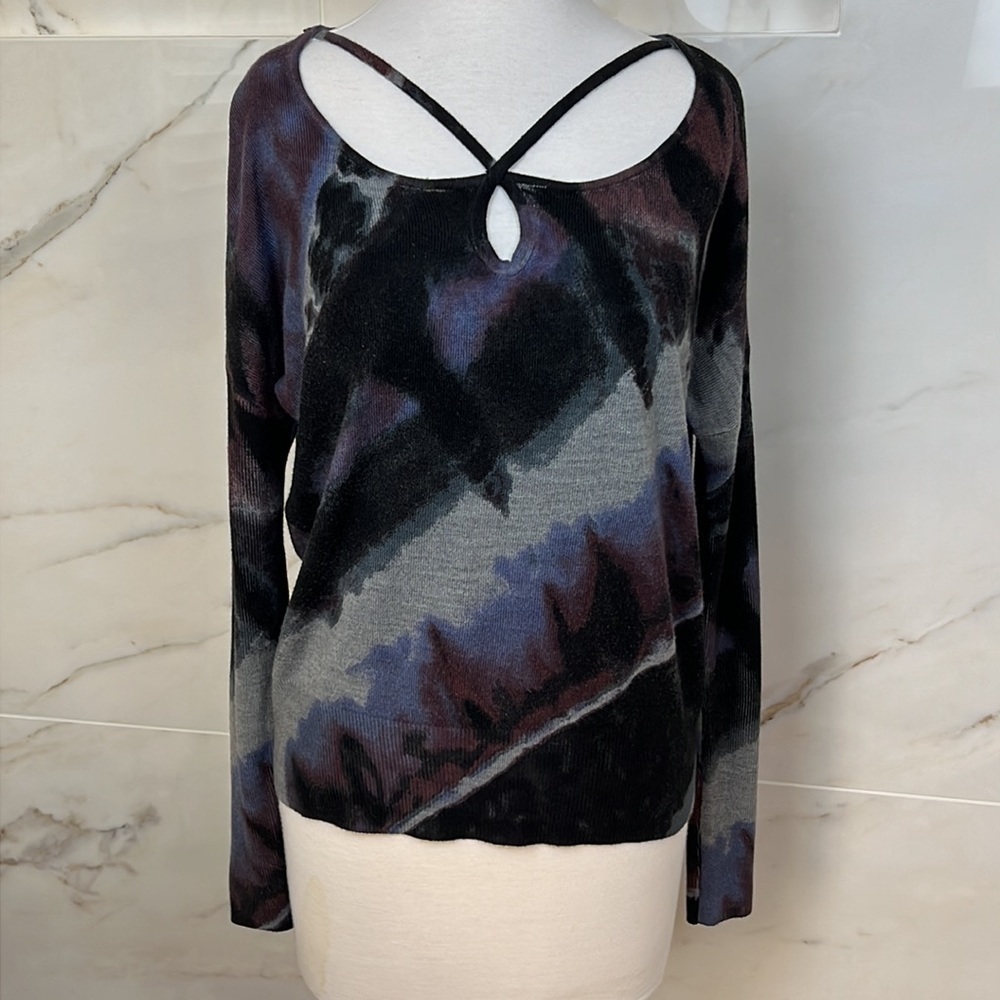 ROCK AND REPUBLIC Cutout Dolman Sleeve Sweater Black Gray Plum Lavender XS